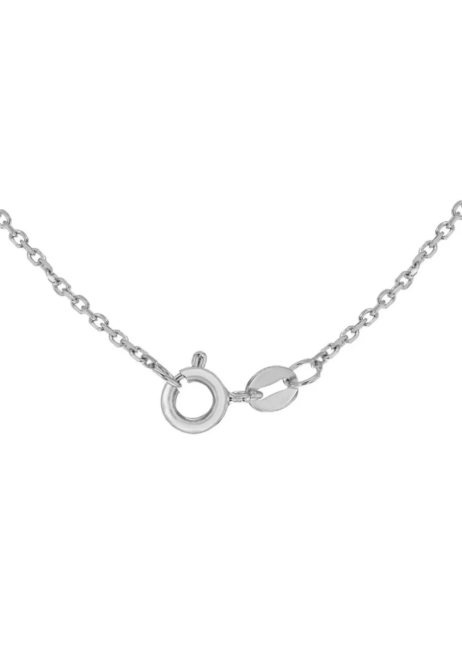 Golden Moments Rhodium Plated CZ Scroll Heart Pendant Adjustable Necklace