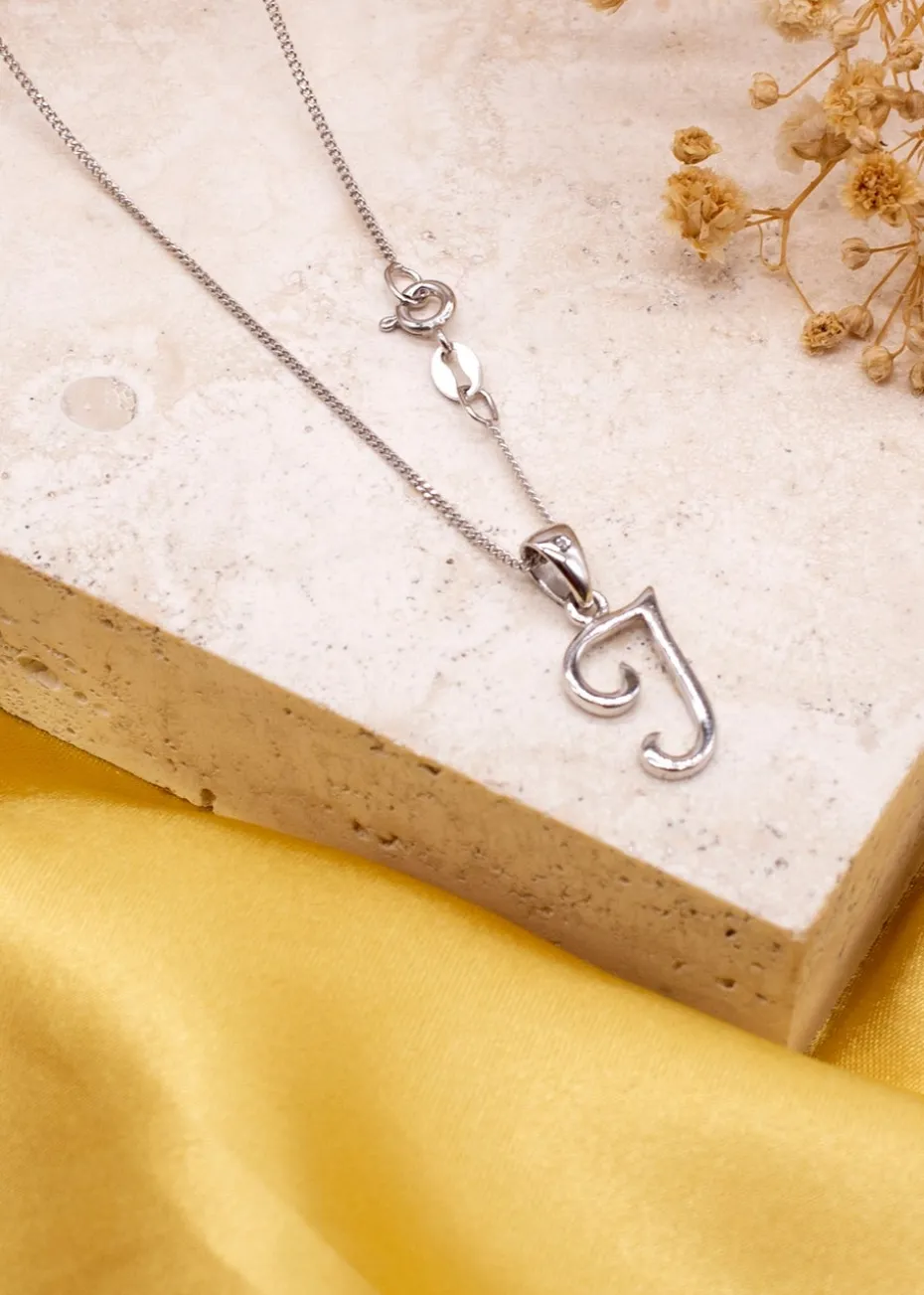 Golden Moments Sterling Silver Diamond 'J' Initial Necklace
