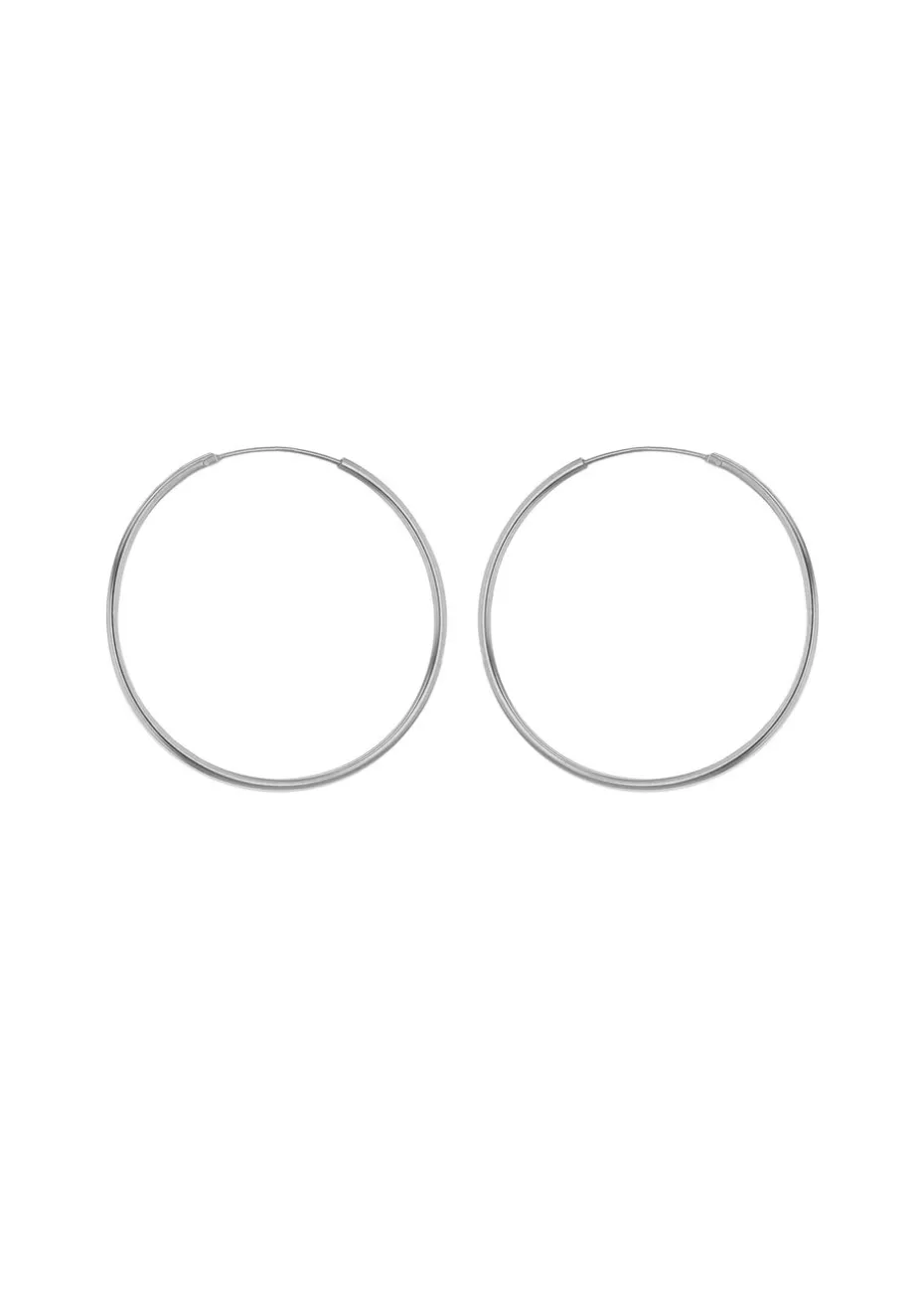 Golden Moments Sterling Silver Plain Hoop Earrings (35mm)