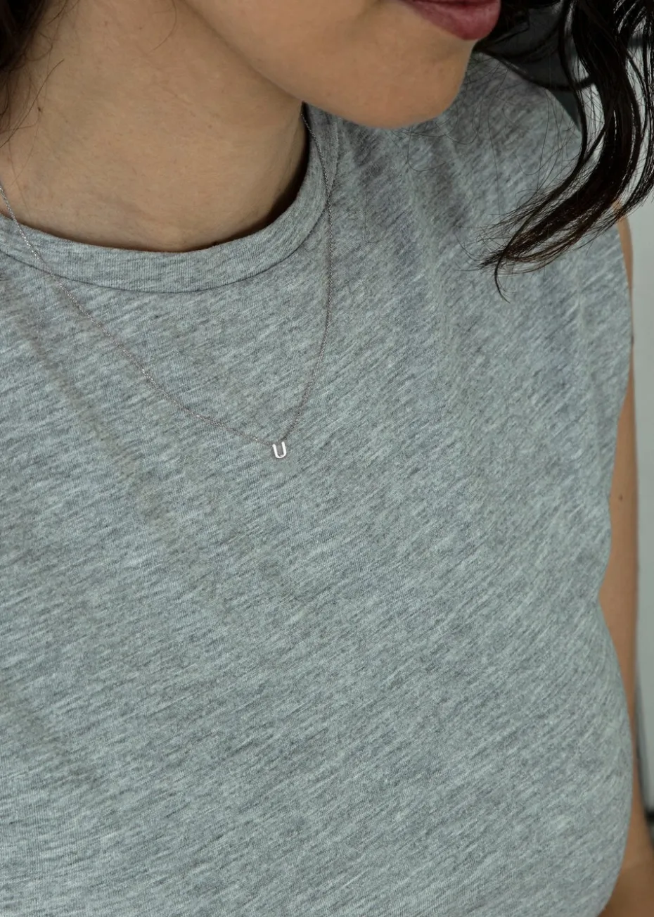 Golden Moments Sterling Silver 'U' Initial Necklace