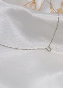 Golden Moments Sterling Silver 'U' Initial Necklace