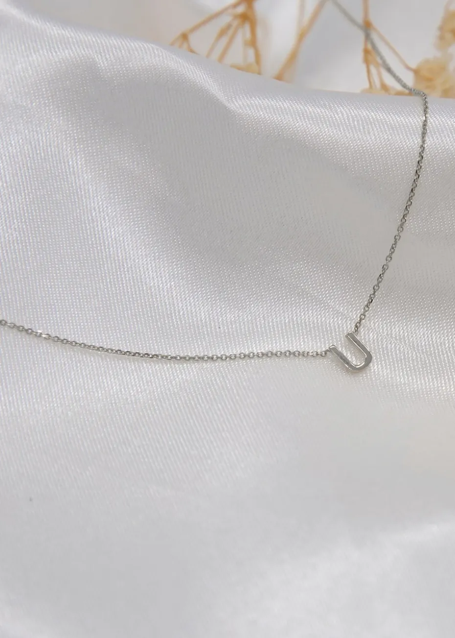Golden Moments Sterling Silver 'U' Initial Necklace