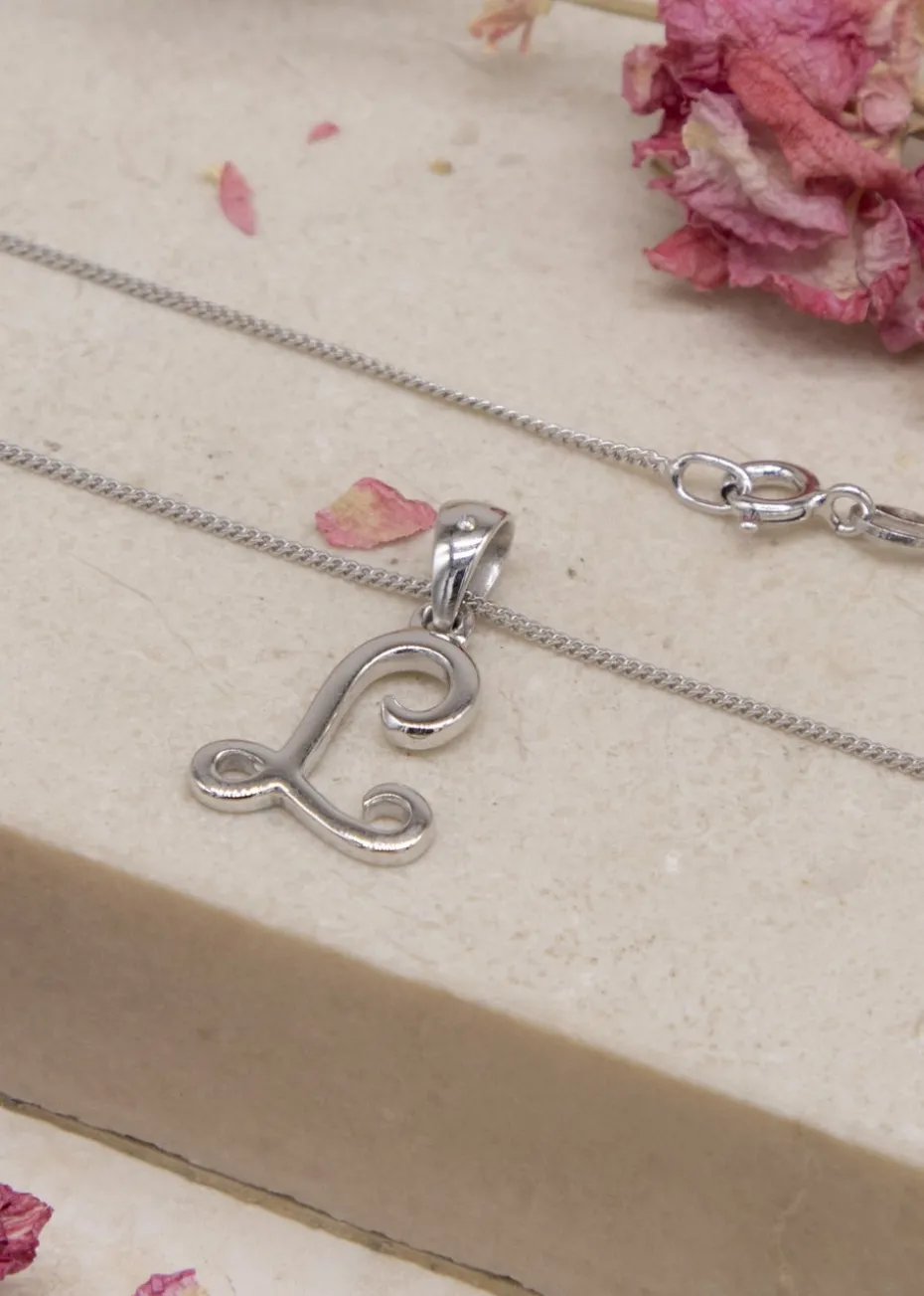Golden Moments Sterling Silver Diamond 'L' Initial Necklace