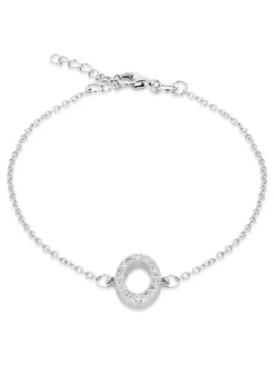 Golden Moments Sterling Silver CZ 'O' Initial Bracelet
