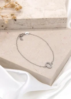 Golden Moments Sterling Silver CZ 'O' Initial Bracelet