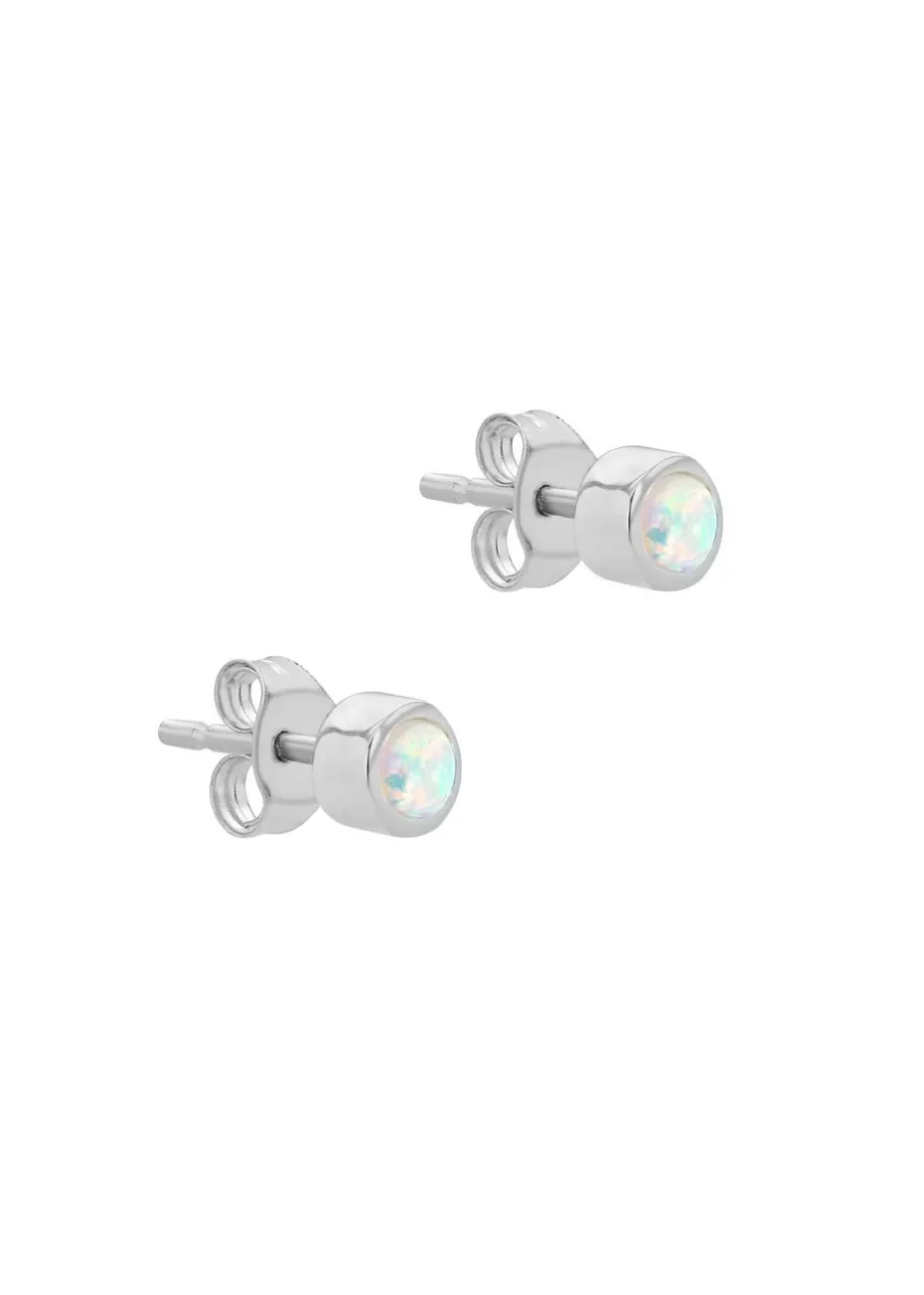 Golden Moments Sterling Silver October Birthstone Stud Earrings