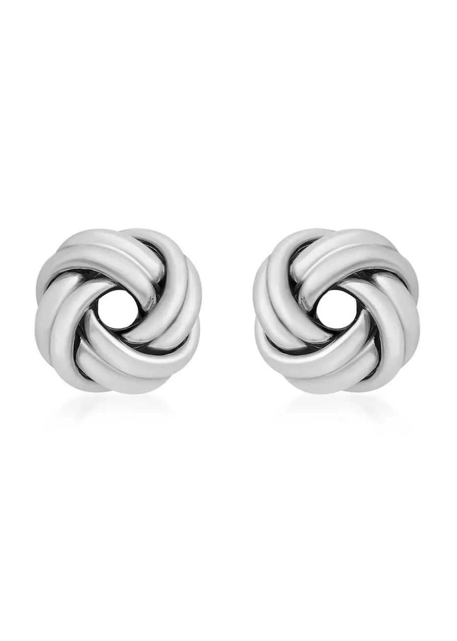 Golden Moments Sterling Silver Double-Knot Stud Earrings