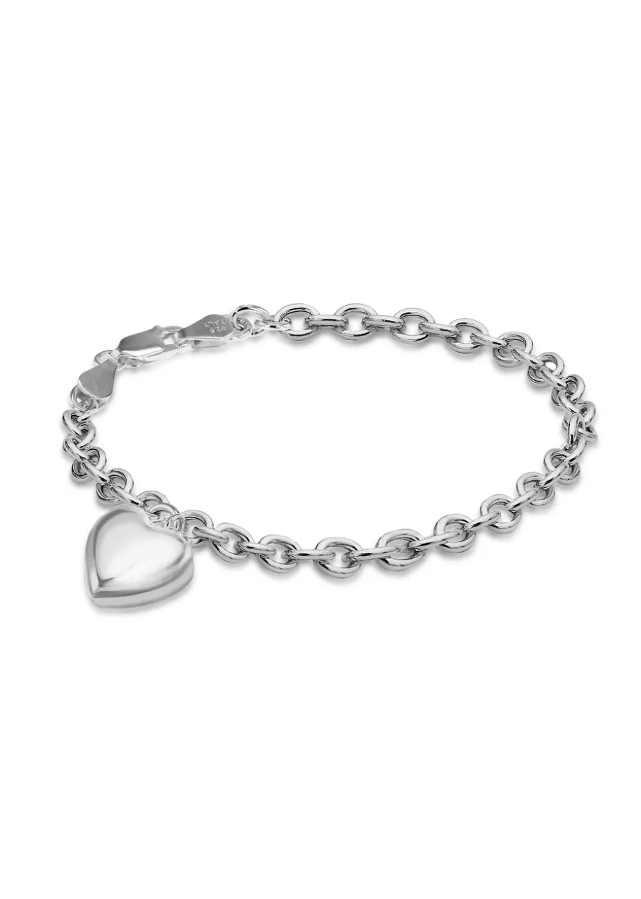 Golden Moments Sterling Silver Puffed-Heart Belcher Bracelet