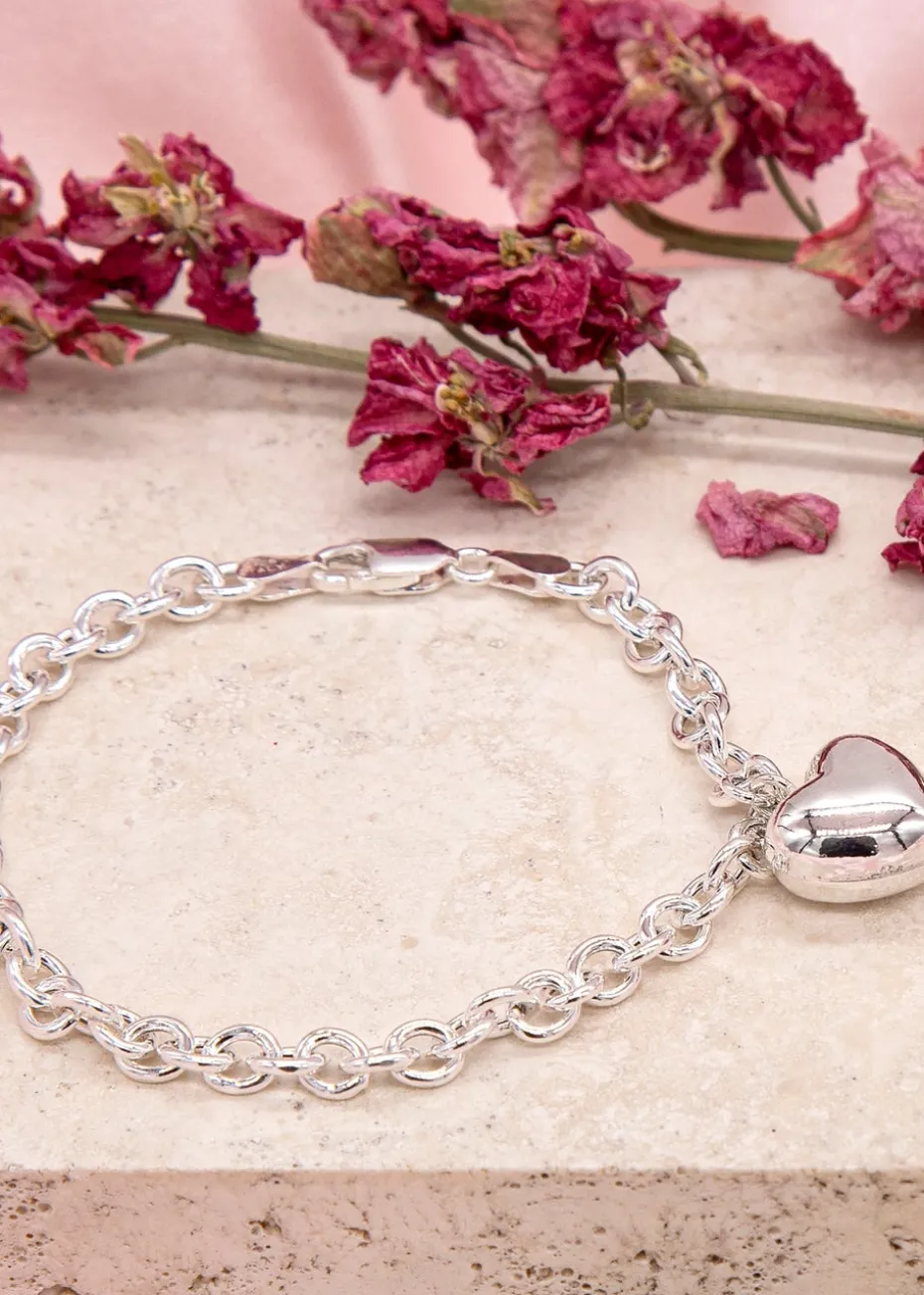 Golden Moments Sterling Silver Puffed-Heart Belcher Bracelet