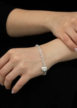 Golden Moments Sterling Silver Puffed-Heart Belcher Bracelet