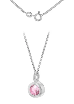 Golden Moments Sterling Silver CZ October Birthstone Necklace