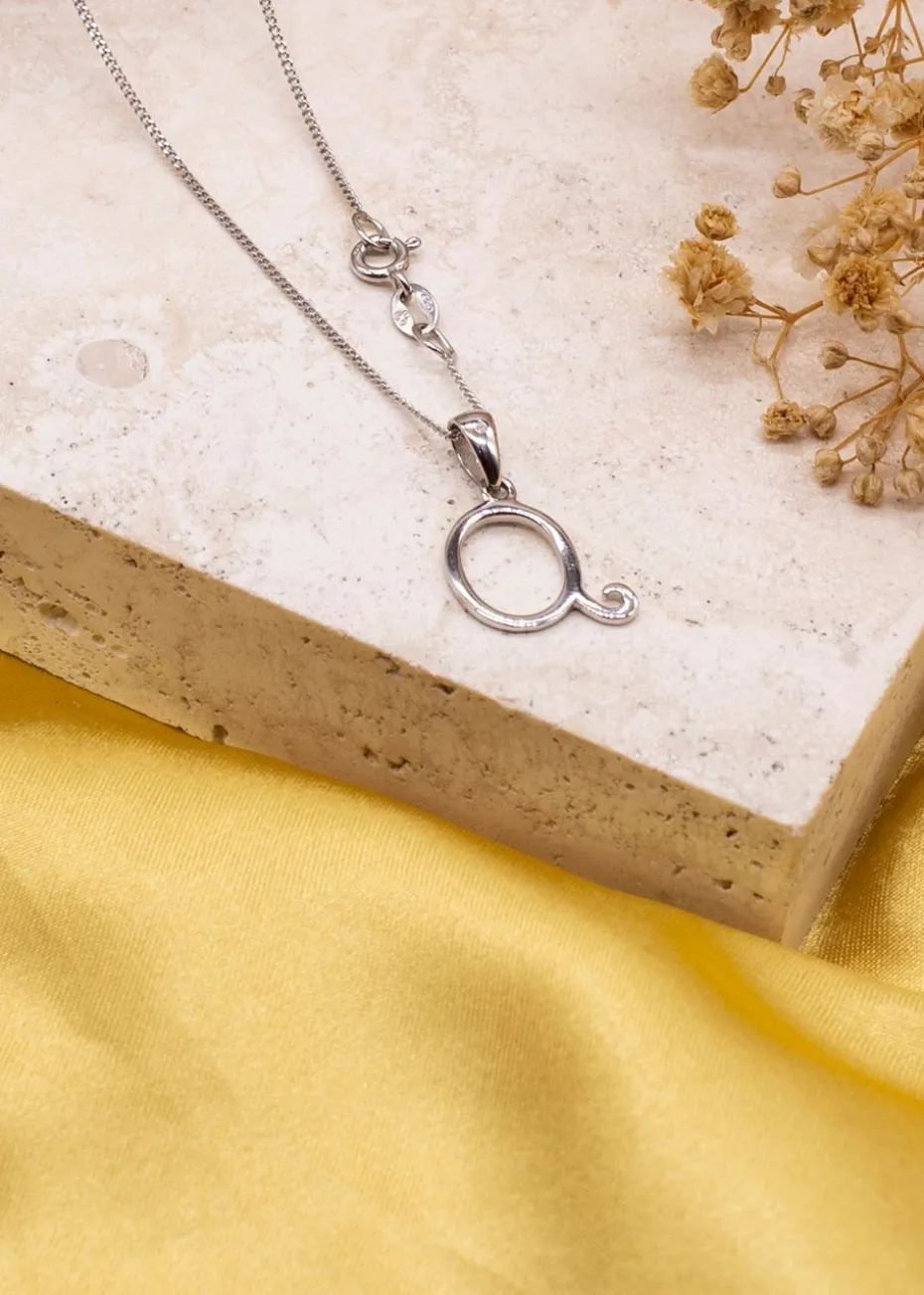 Golden Moments Sterling Silver Diamond 'Q' Initial Necklace