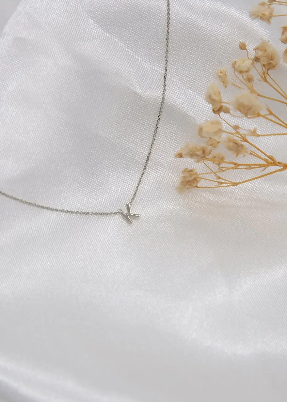 Golden Moments Sterling Silver 'K' Initial Necklace