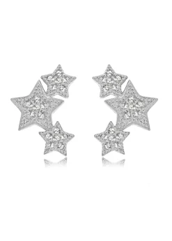 Golden Moments Sterling Silver CZ Star Earrings