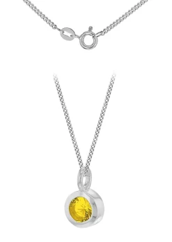 Golden Moments Sterling Silver CZ November Birthstone Necklace