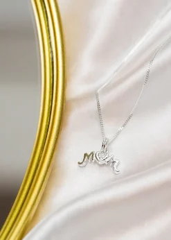 Golden Moments Sterling Silver CZ  'Mum' Necklace