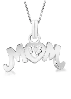 Golden Moments Sterling Silver CZ  'Mum' Necklace