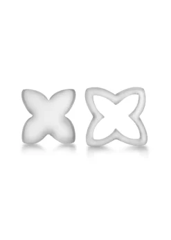 Golden Moments Sterling Silver 'Flower' and 'Cut-out Flower' Asymmetric Studs