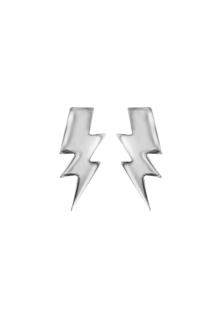 Golden Moments Sterling Silver Lightning Bolt Stud Earrings