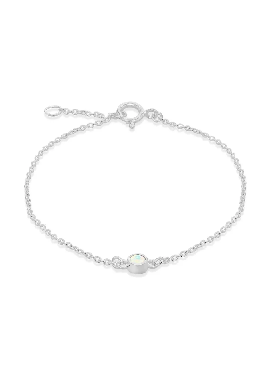 Golden Moments Sterling Silver CZ October Birthstone Bracelet