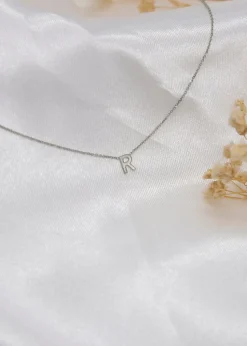 Golden Moments Sterling Silver 'R' Initial  Necklace