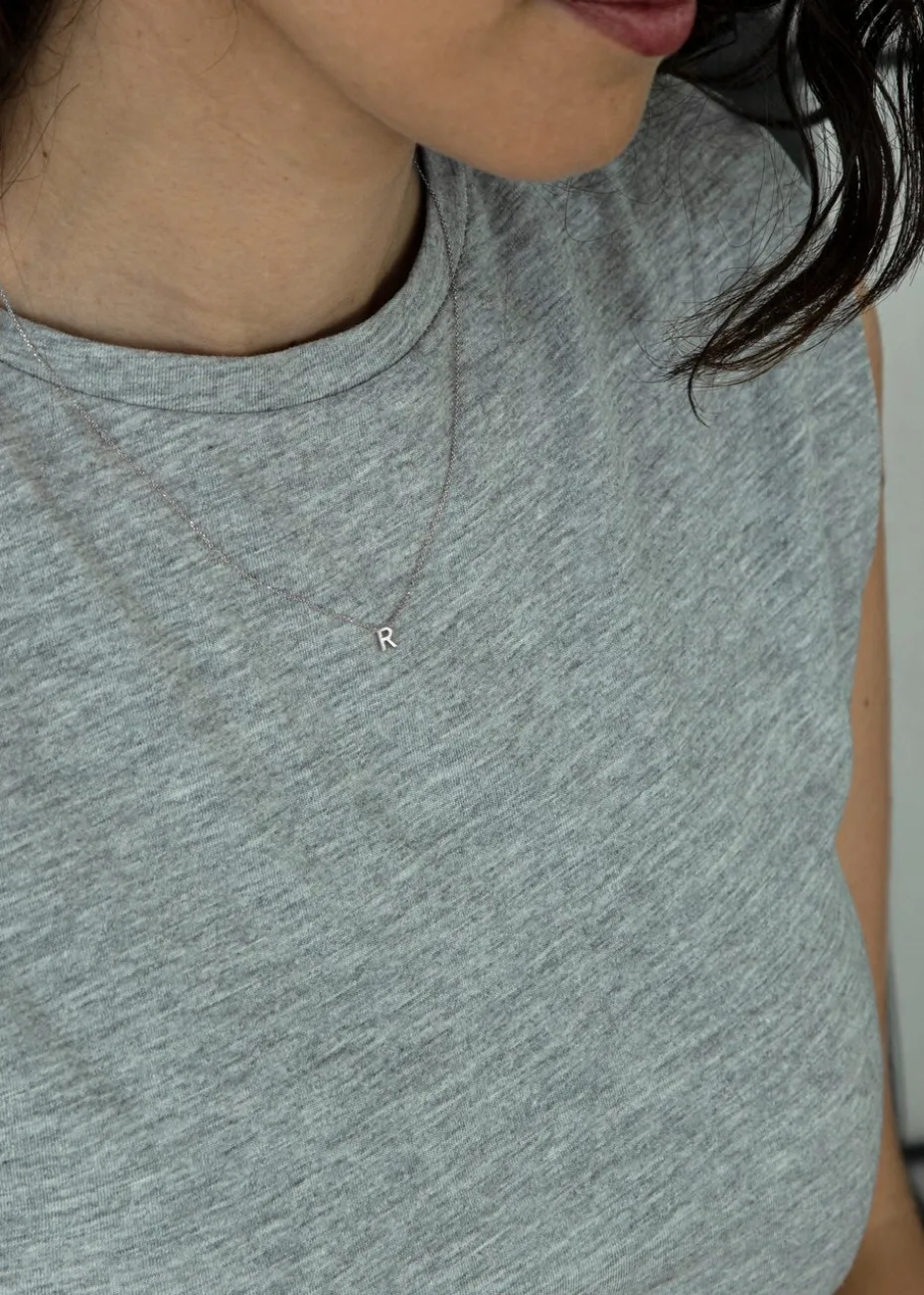 Golden Moments Sterling Silver 'R' Initial Necklace