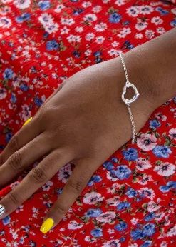 Golden Moments Sterling Silver Heart-Charm Belcher Bracelet
