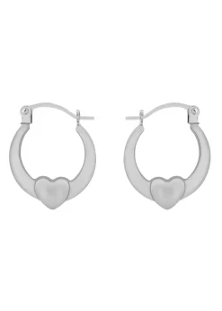 Golden Moments Sterling Silver Heart Creole Earrings