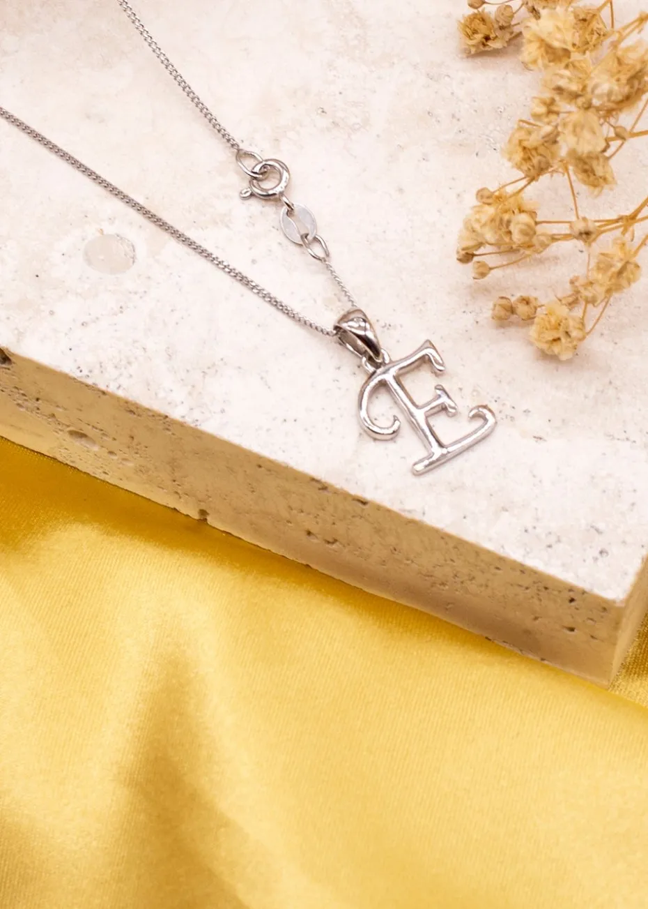 Golden Moments Sterling Silver Diamond 'E' Initial Necklace