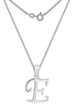 Golden Moments Sterling Silver Diamond 'E' Initial Necklace
