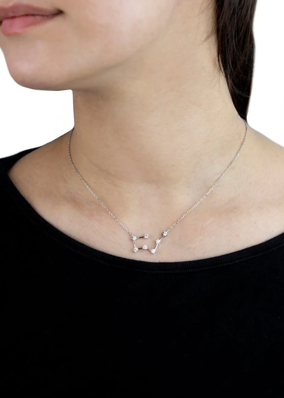 Golden Moments Sterling Silver Taurus Star Constellation Necklace