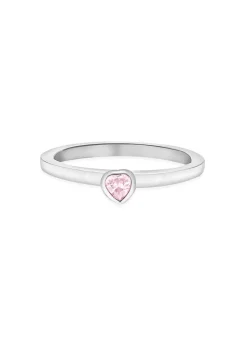 Golden Moments Sterling Silver Pink CZ Heart Ring