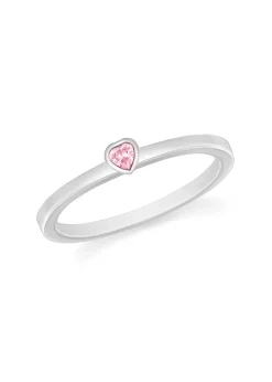 Golden Moments Sterling Silver Pink CZ Heart Ring