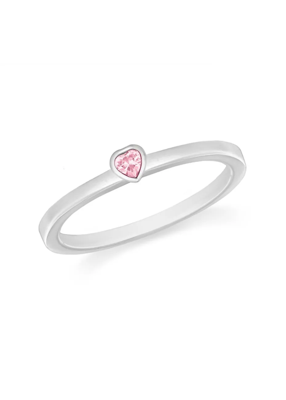 Golden Moments Sterling Silver Pink CZ Heart Ring