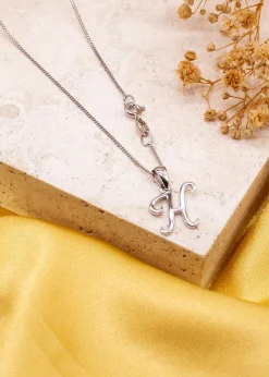Golden Moments Sterling Silver Diamond 'H' Initial Necklace