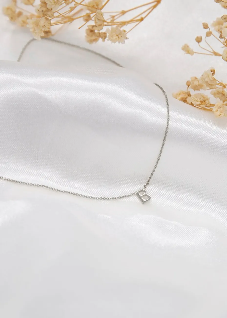 Golden Moments Sterling Silver 'B' Initial Necklace