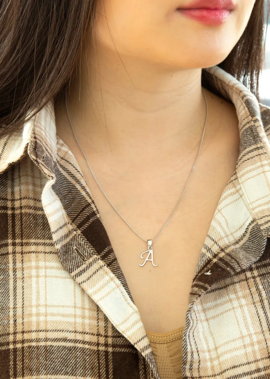 Golden Moments Sterling Silver Diamond 'A' Initial Necklace