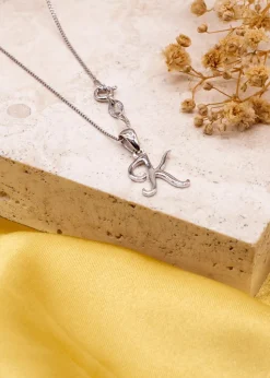 Golden Moments Sterling Silver Diamond 'K' Initial Necklace