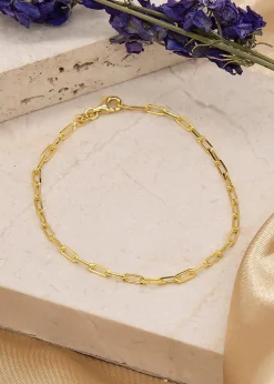 Golden Moments Sterling Silver Gold Plated Paper Chain Bracelet