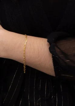 Golden Moments Sterling Silver Gold Plated Paper Chain Bracelet