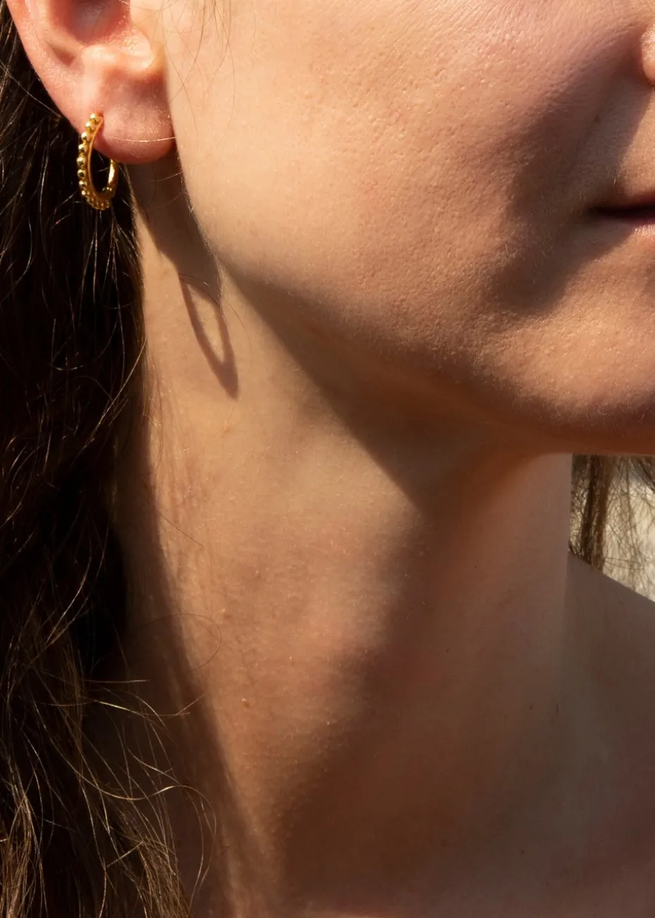 Golden Moments Yellow Gold Plated Ball-Tube Hoop Creole Earrings