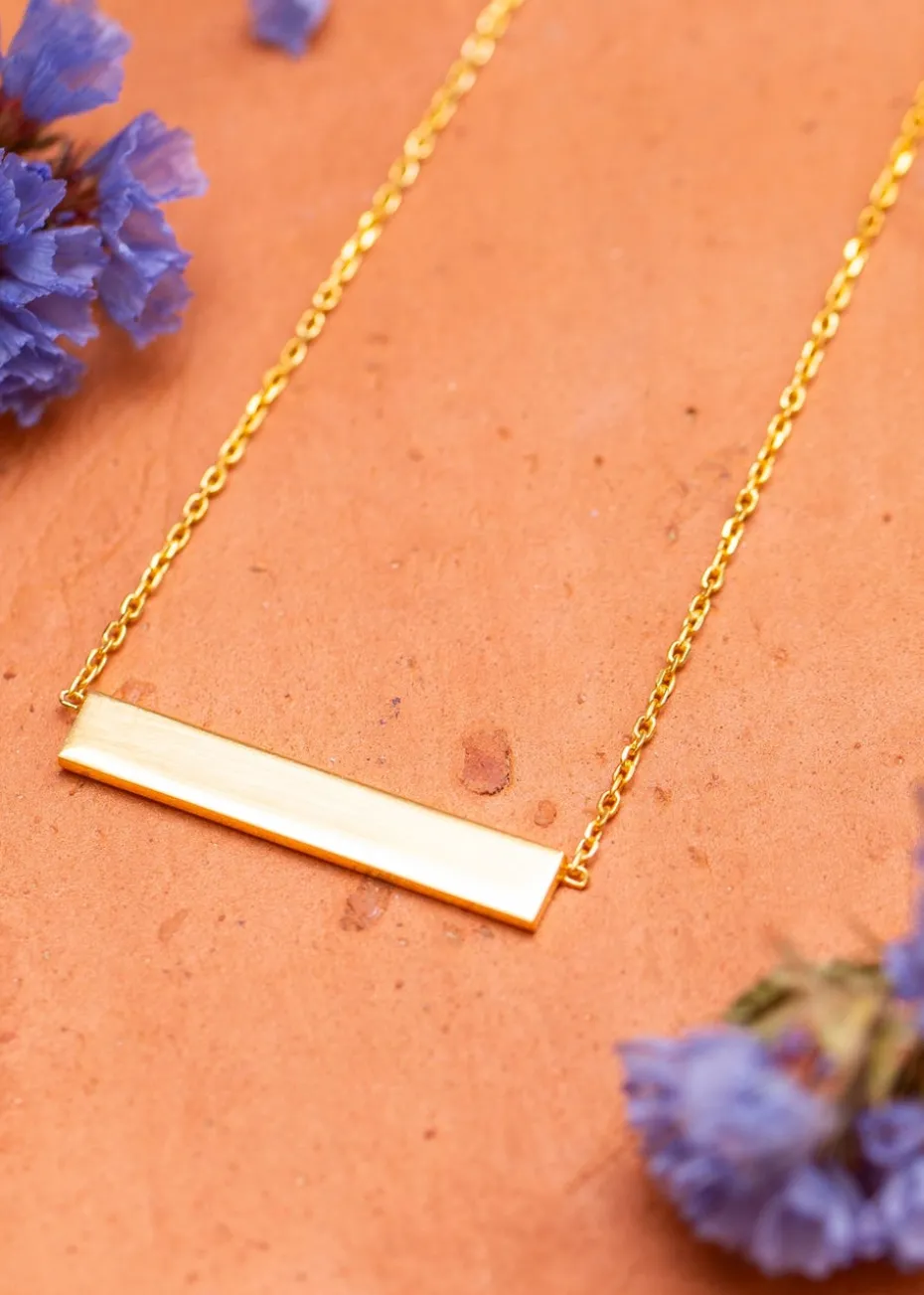 Golden Moments Yellow Gold Plated Horizontal-Bar Necklace