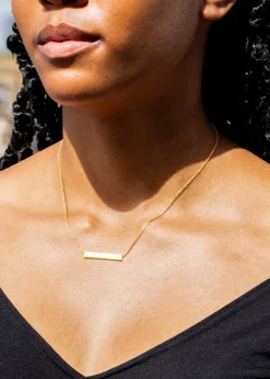 Golden Moments Yellow Gold Plated Horizontal-Bar Necklace