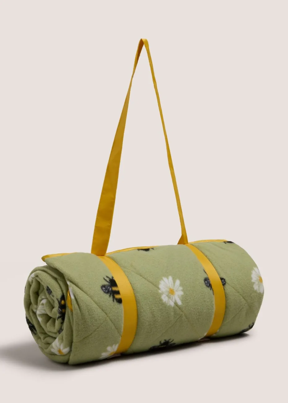 Green Quilted Bee Picnic Blanket
