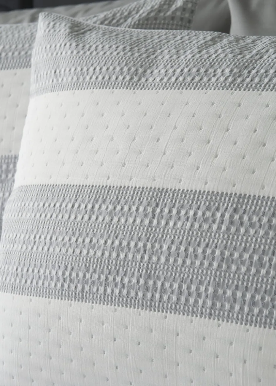 Grey & White Stripe Waffle Duvet Set