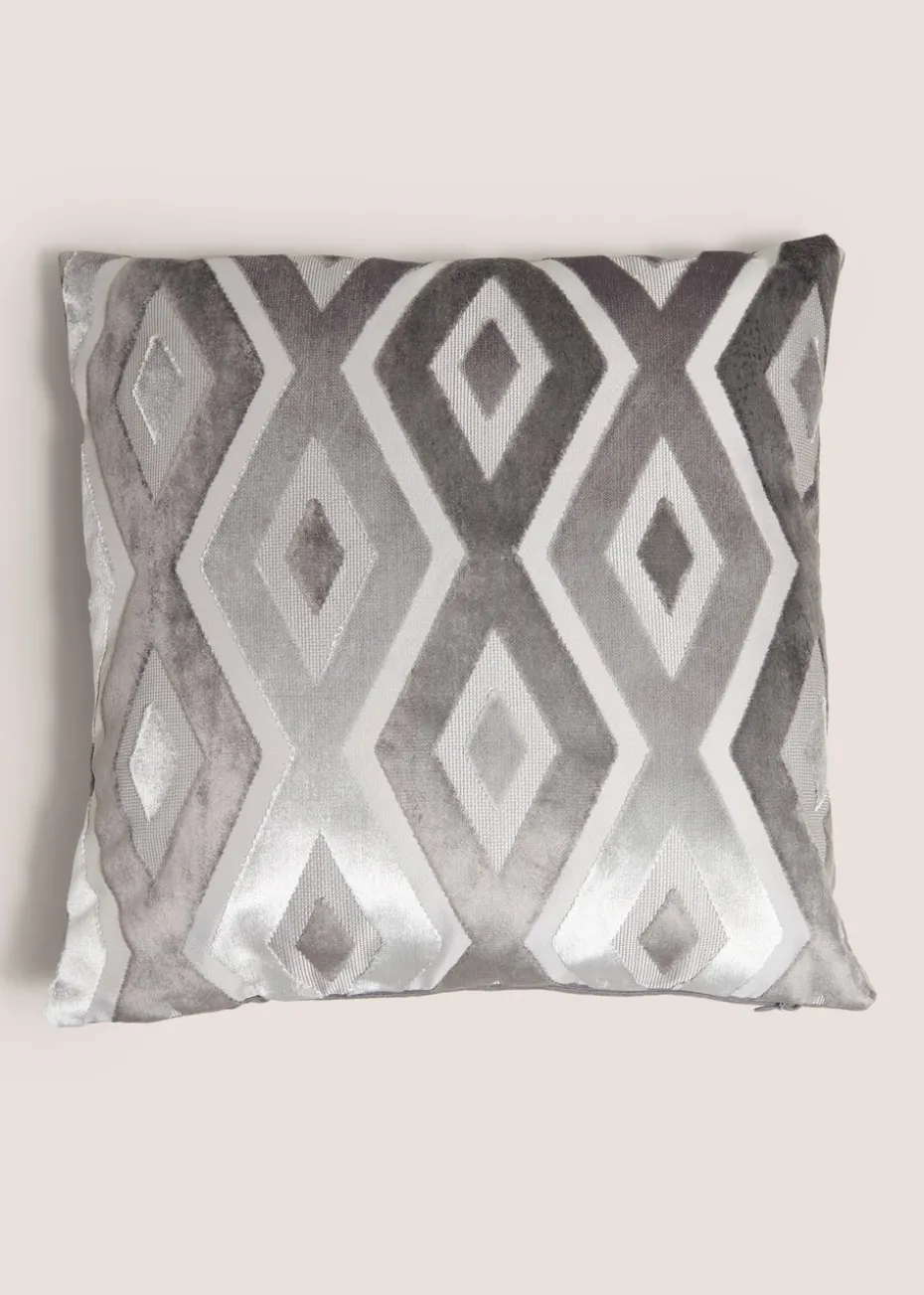 Grey Crushed Velvet Diamond Cushion