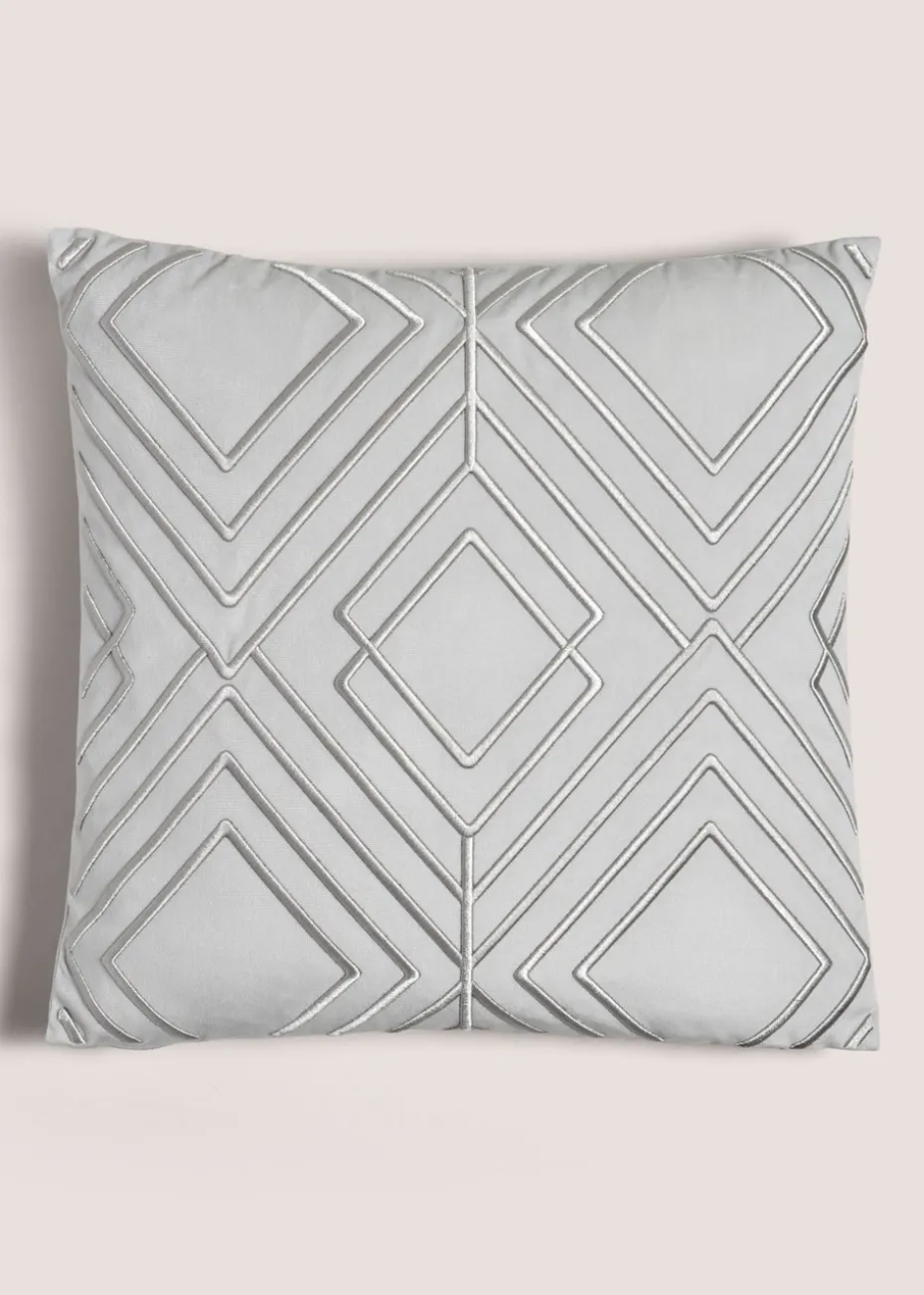 Grey 3D Diamond Embroidery Cushion