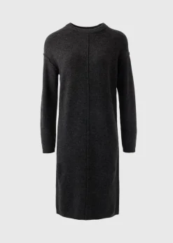 Grey Front Seam Knitted Midi Dress
