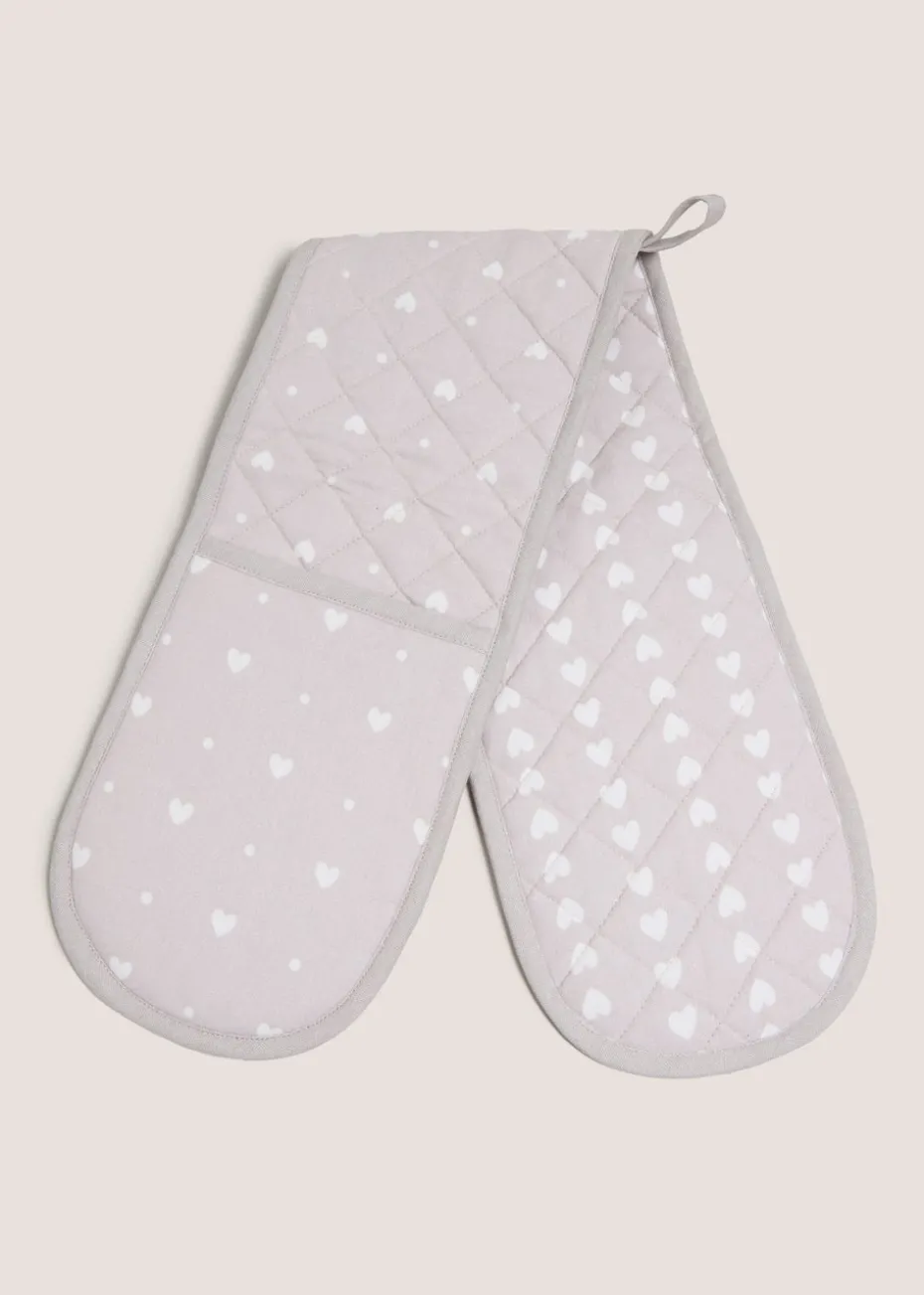 Grey Heart Oven Gloves