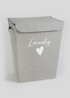Grey Narrow Laundry Basket (40cm x 21cm x 60cm)